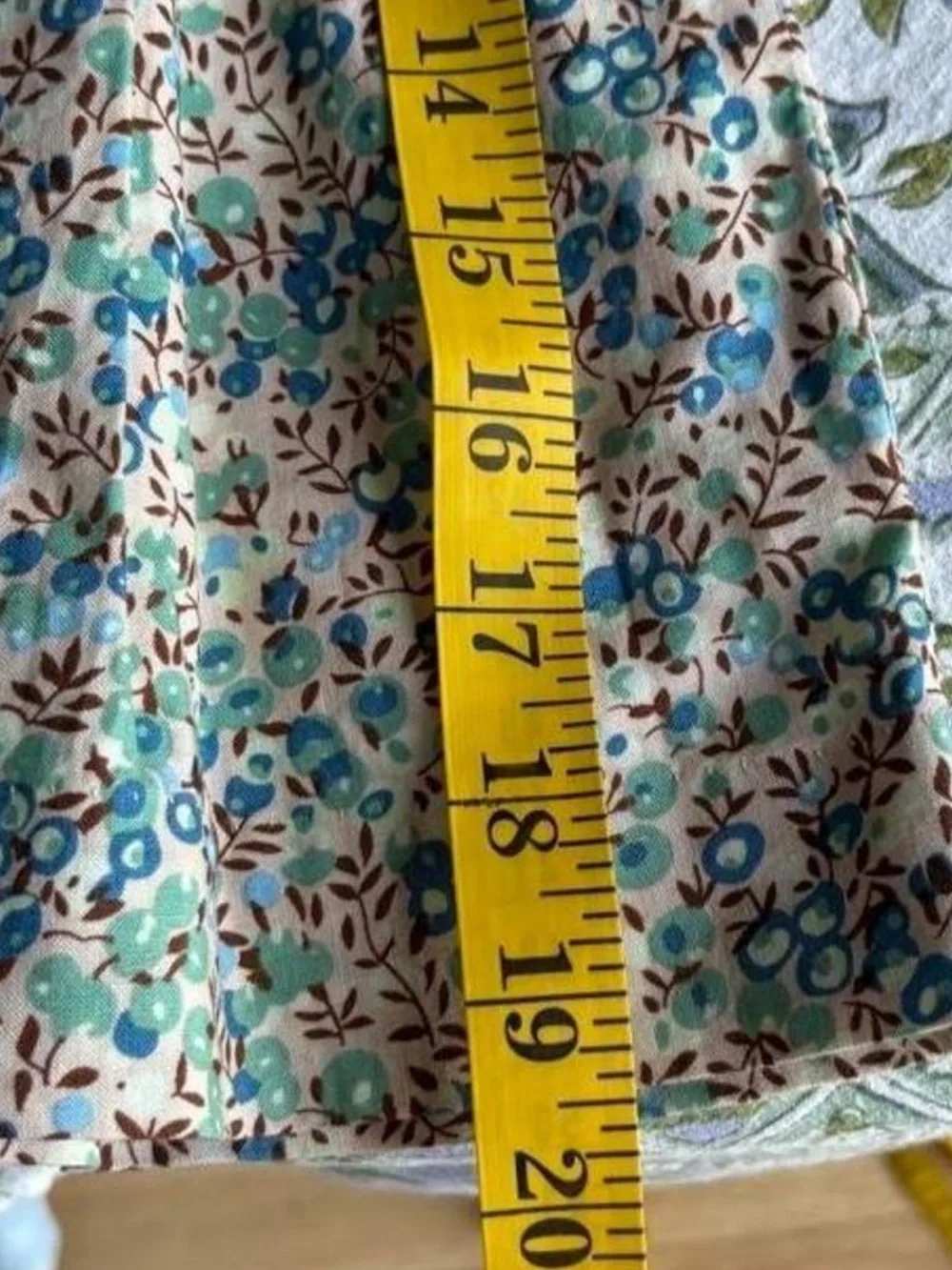 Ruffle Riley Floral Dress 12M Blue Green Long Sleeve Peter Pan Collar